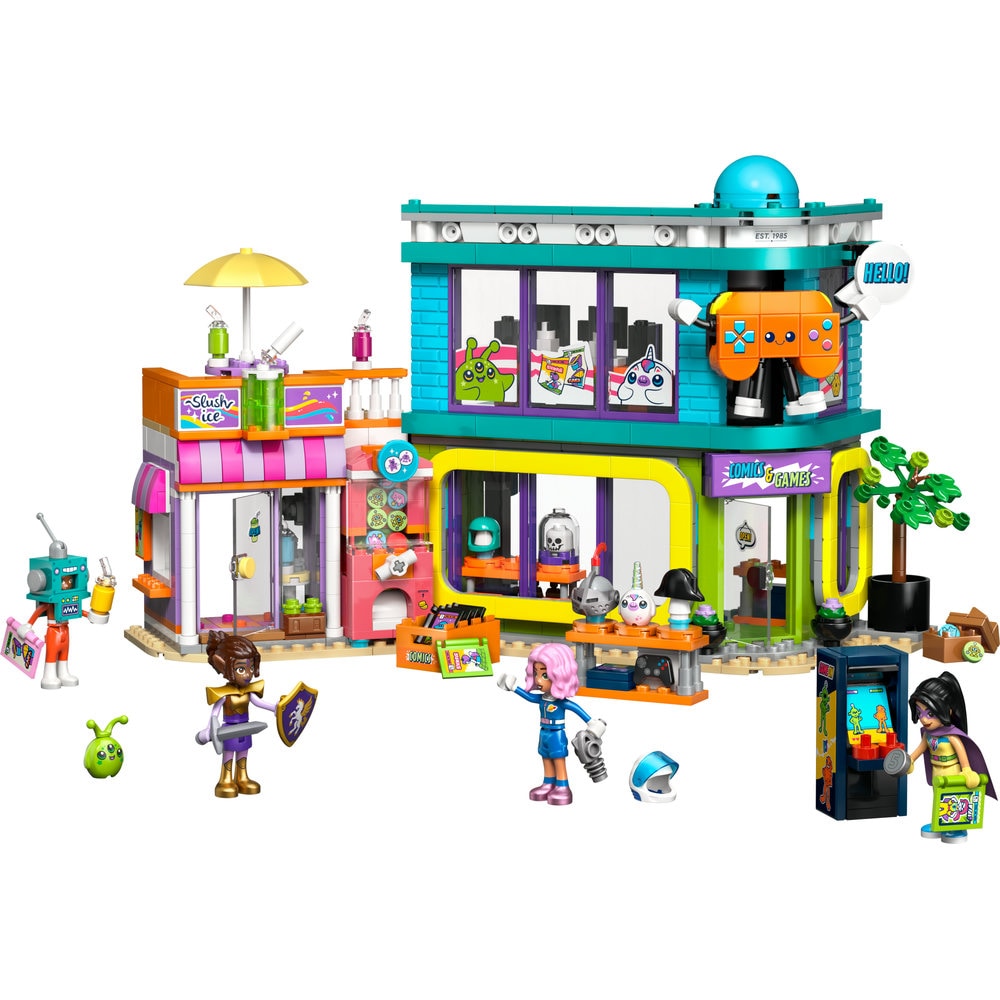 LEGO Friends: Magazin de benzi desenate si jocuri 42674, 9 ani+, 1005 piese