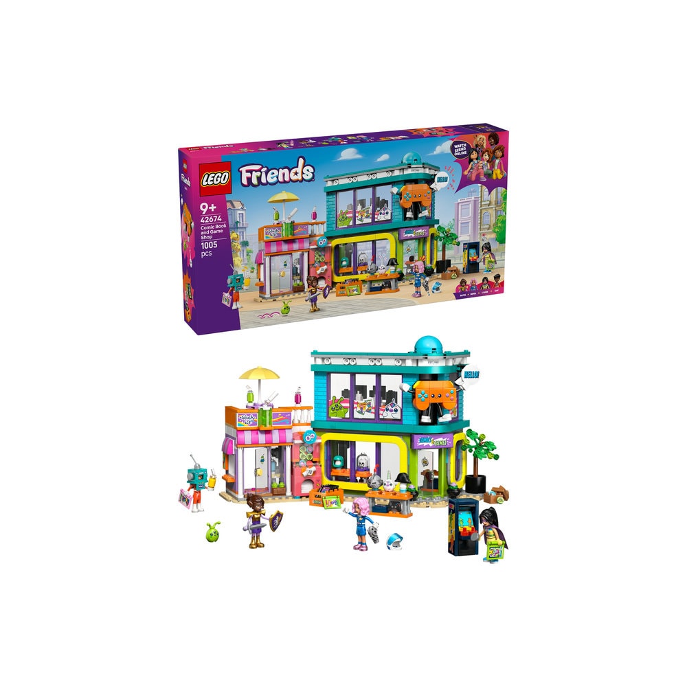 LEGO Friends: Magazin de benzi desenate si jocuri 42674, 9 ani+, 1005 piese