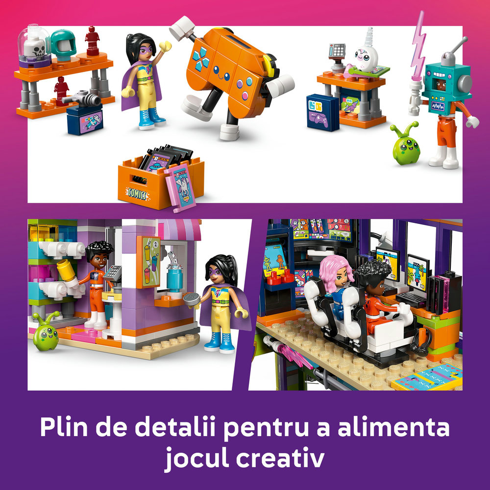 LEGO Friends: Magazin de benzi desenate si jocuri 42674, 9 ani+, 1005 piese