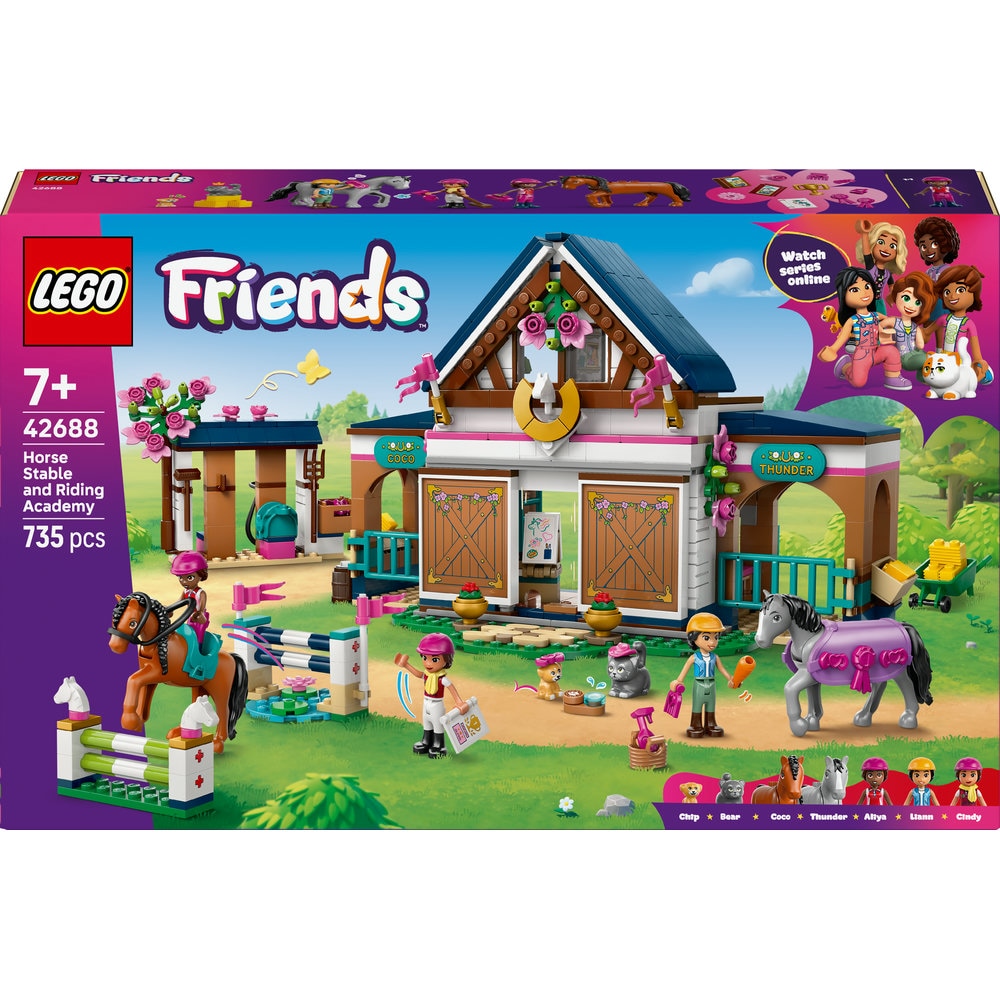 LEGO Friends: Grajd de cai si academie de echitatie 42688, 7 ani+, 735 piese