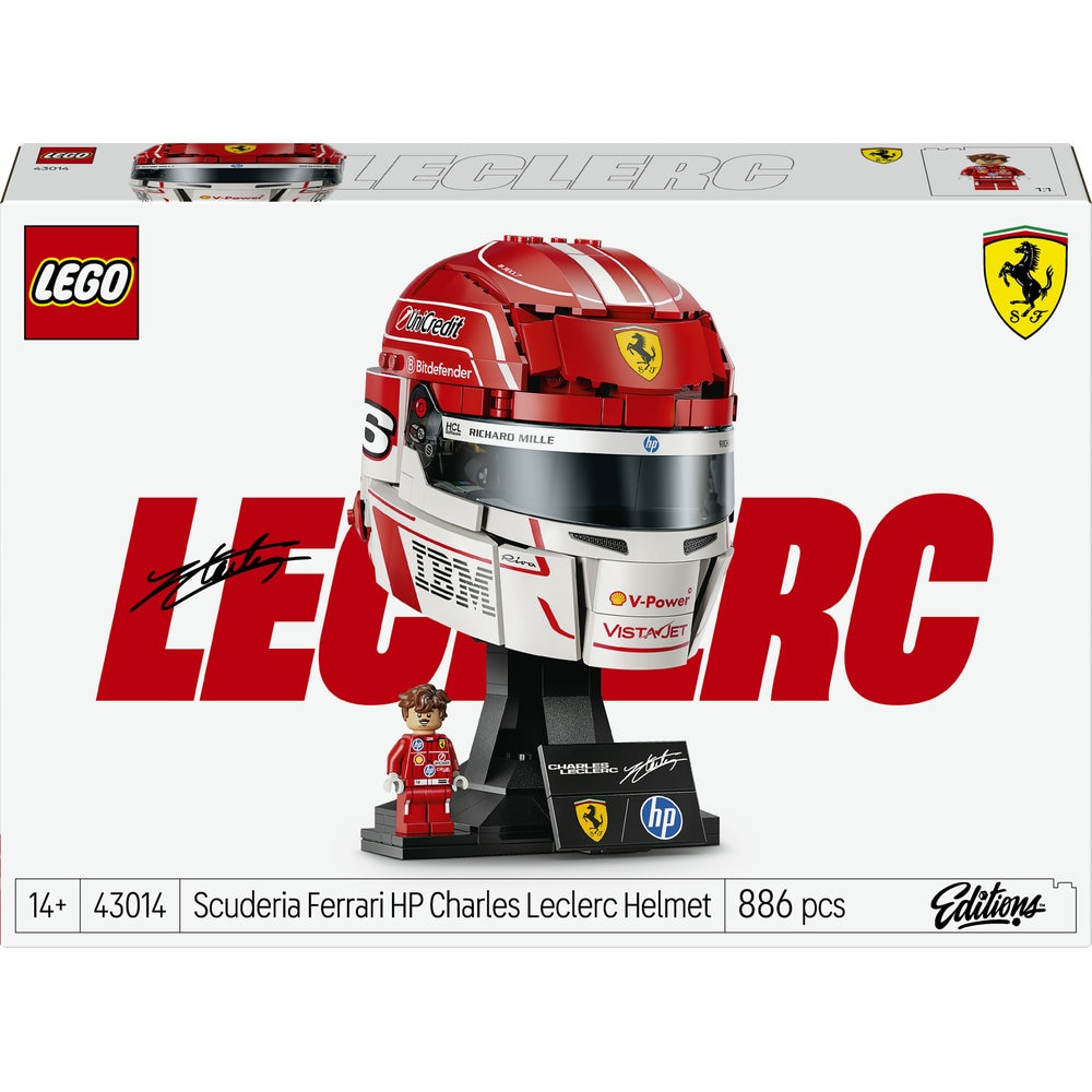 LEGO Editions: Casca lui Charles Leclerc Scuderia Ferrari HP 43014, 14 ani+, 886 piese