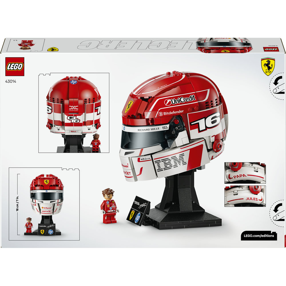 LEGO Editions: Casca lui Charles Leclerc Scuderia Ferrari HP 43014, 14 ani+, 886 piese