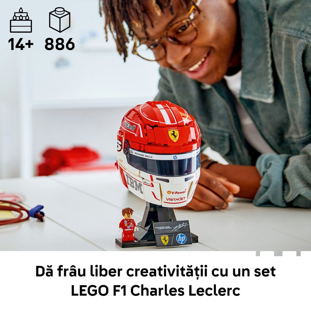 LEGO Editions: Casca lui Charles Leclerc Scuderia Ferrari HP 43014, 14 ani+, 886 piese