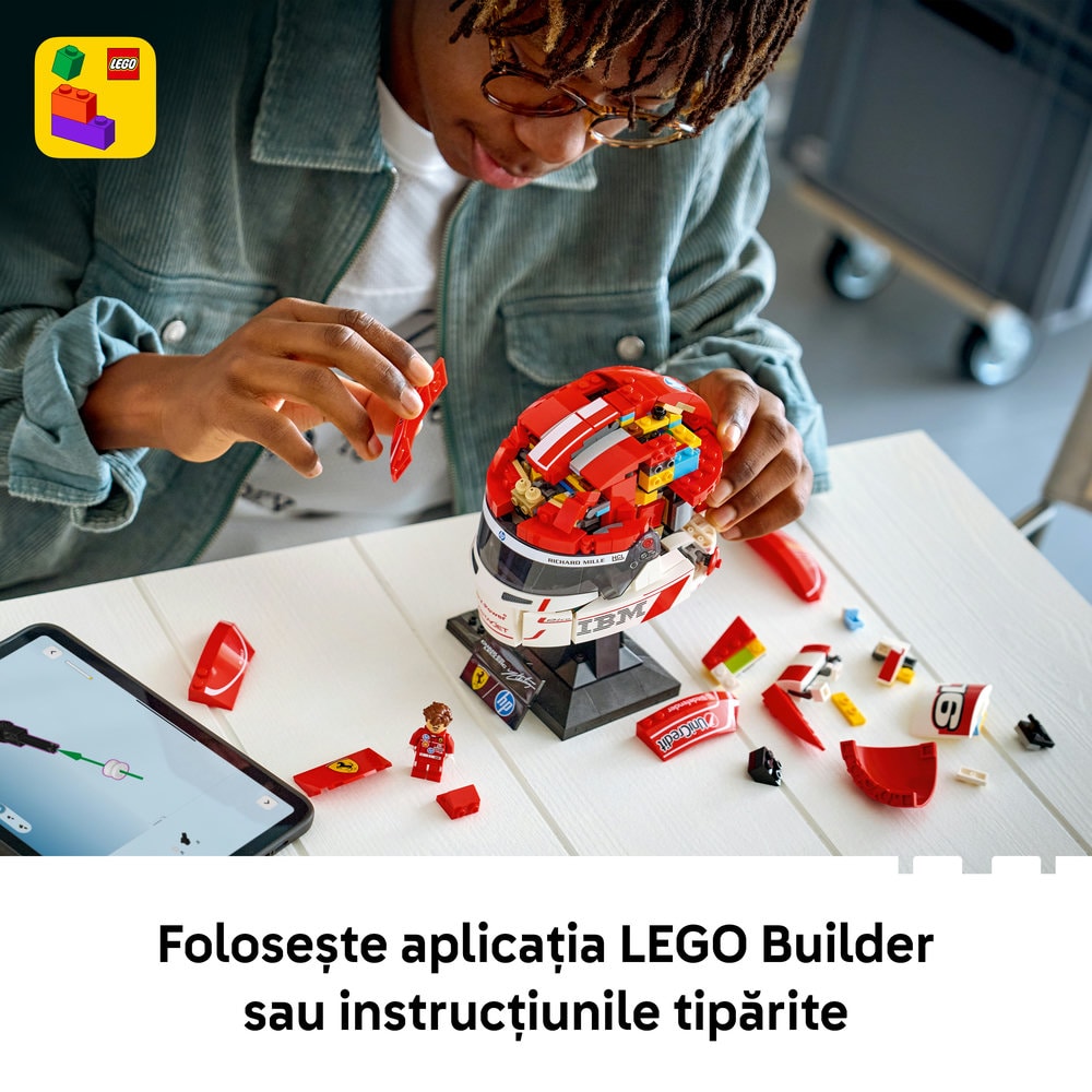 LEGO Editions: Casca lui Charles Leclerc Scuderia Ferrari HP 43014, 14 ani+, 886 piese