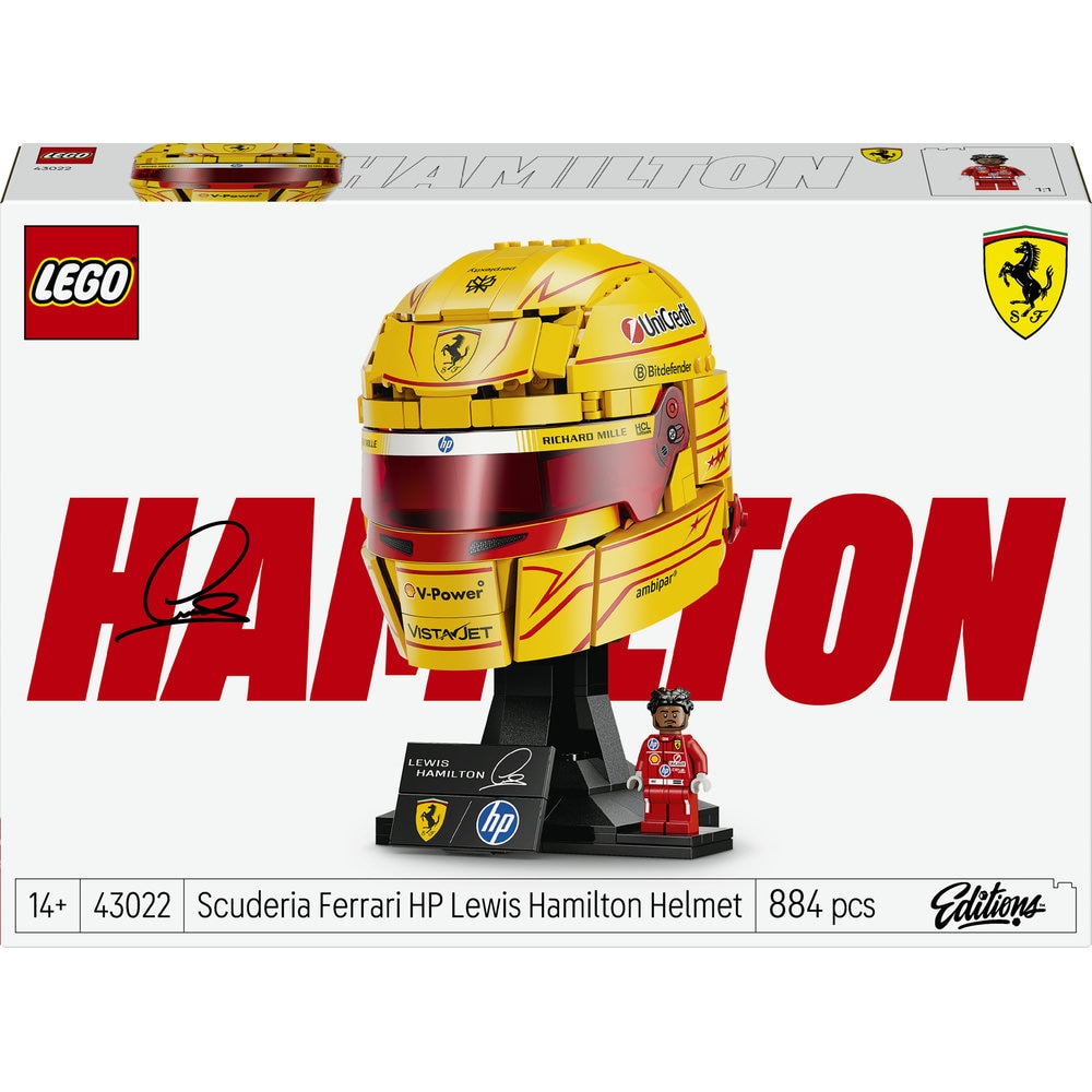 LEGO Editions: Casca lui Lewis Hamilton Scuderia Ferrari HP 43022, 14 ani+, 884 piese