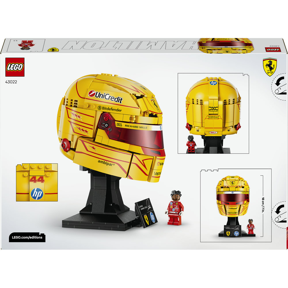 LEGO Editions: Casca lui Lewis Hamilton Scuderia Ferrari HP 43022, 14 ani+, 884 piese