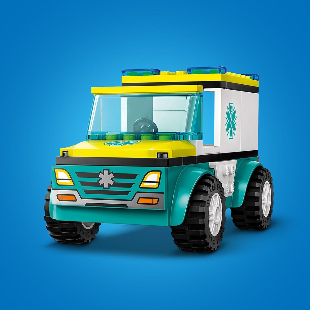 LEGO City: Ambulanta de urgenta si practicant de snow-boarding 60403, 4 ani+, 79 piese