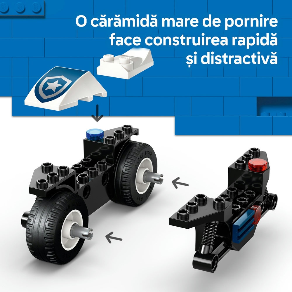LEGO City: Urmarire cu motocicleta de politie 60455, 4 ani+, 65 piese