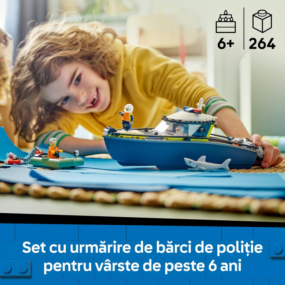 LEGO City: Urmarire cu barca de politie 60456, 6 ani+, 264 piese