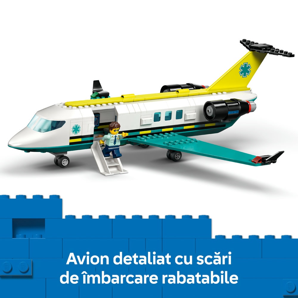 LEGO City: Avion-ambulanta pentru urgente 60465, 6 ani+, 403 piese