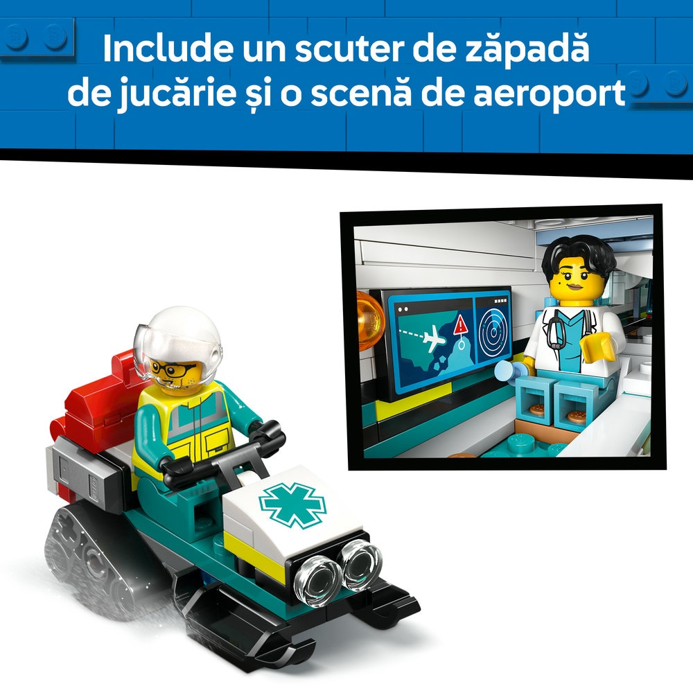 LEGO City: Avion-ambulanta pentru urgente 60465, 6 ani+, 403 piese