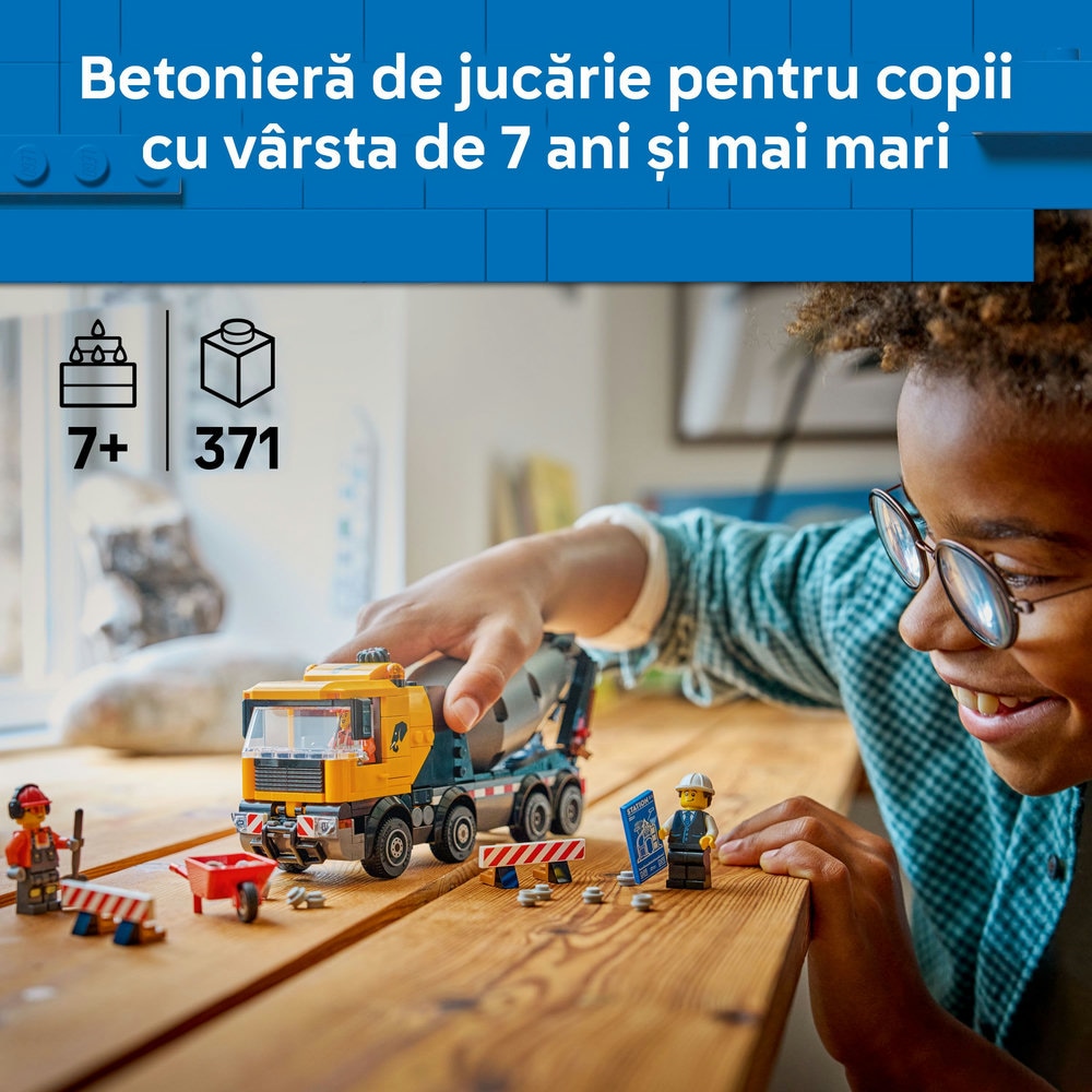 LEGO City: Autobetoniera 60478, 7 ani+, 371 piese