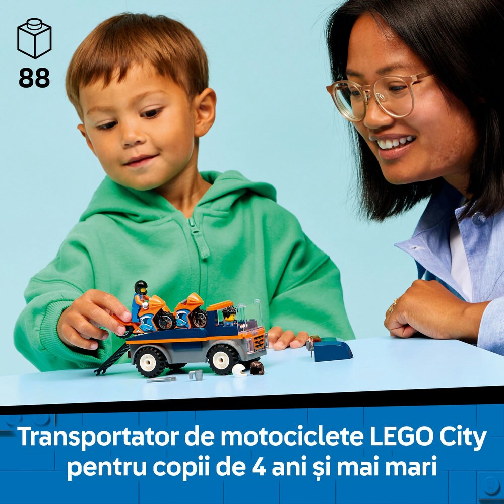 LEGO City: Transportor de motociclete 60491, 4 ani+, 88 piese