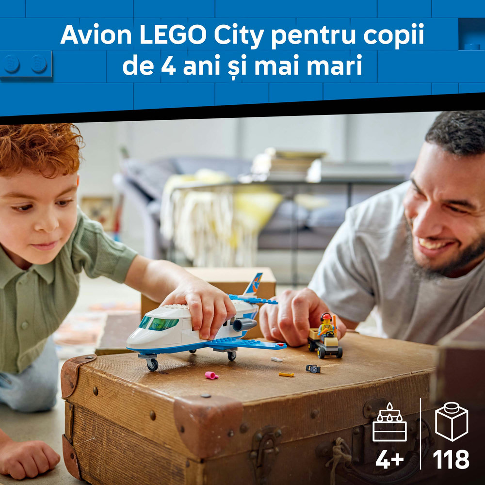 LEGO City: Avion cu reactie pentru pasageri 60492, 4 ani+, 118 piese