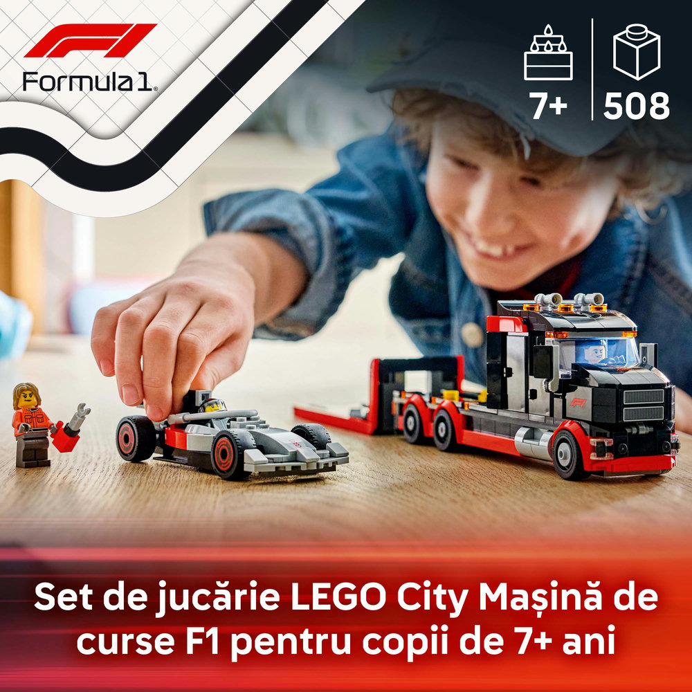 LEGO City: Camion de prezentare F1 cu masina de curse Audi F1 60493, 7 ani+, 508 piese