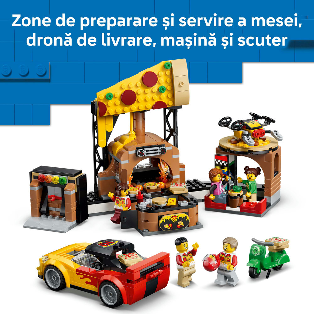LEGO City: Experienta livrarii de pizza cu vehicule 60496, 6 ani+, 494 piese