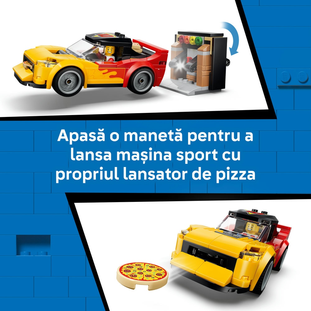 LEGO City: Experienta livrarii de pizza cu vehicule 60496, 6 ani+, 494 piese