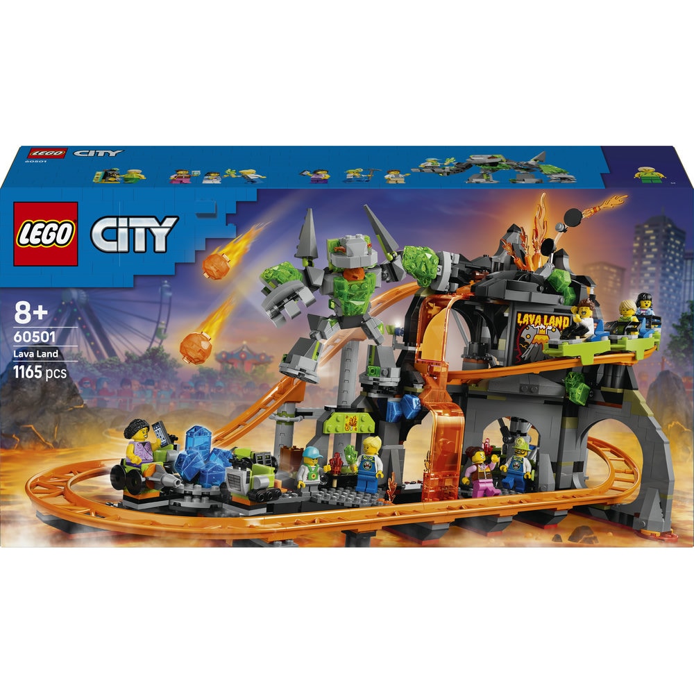 LEGO City: Parc cu roller-coaster Lava Land 60501, 8 ani+, 1165 piese