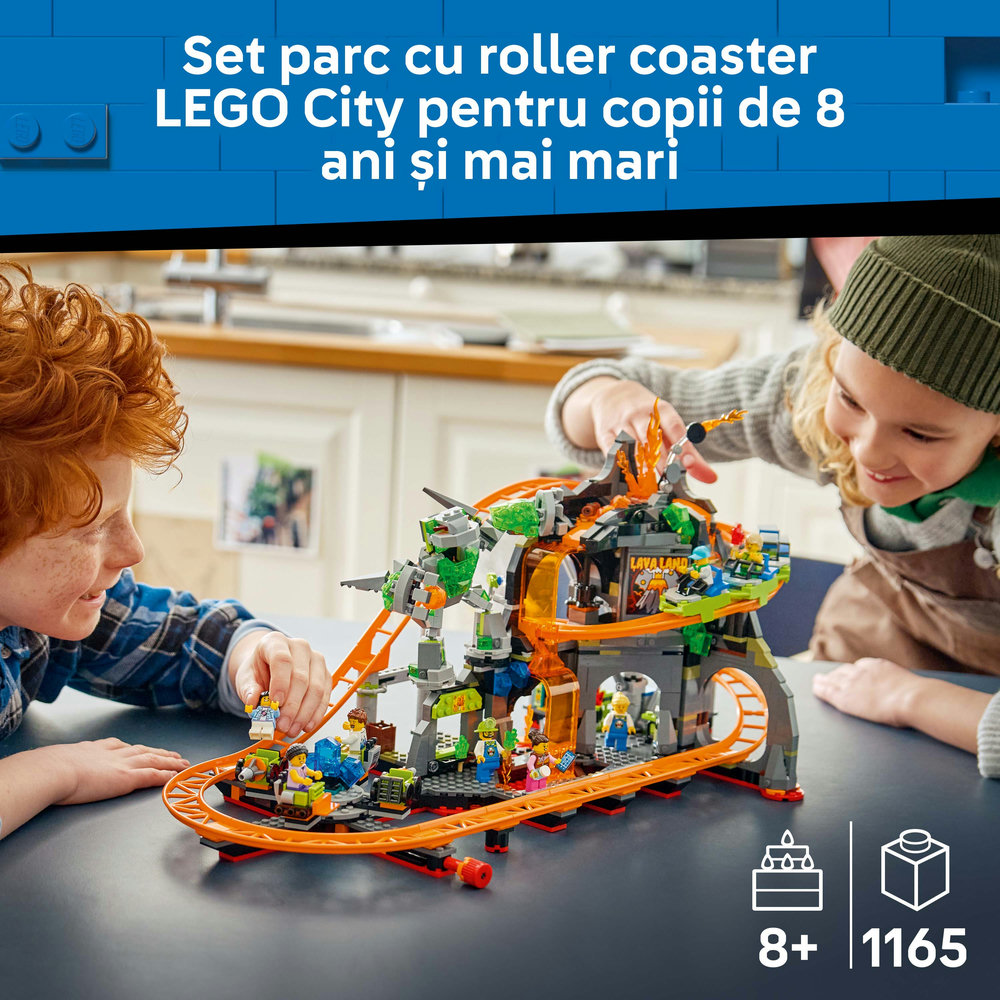 LEGO City: Parc cu roller-coaster Lava Land 60501, 8 ani+, 1165 piese