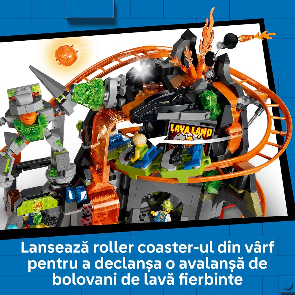 LEGO City: Parc cu roller-coaster Lava Land 60501, 8 ani+, 1165 piese