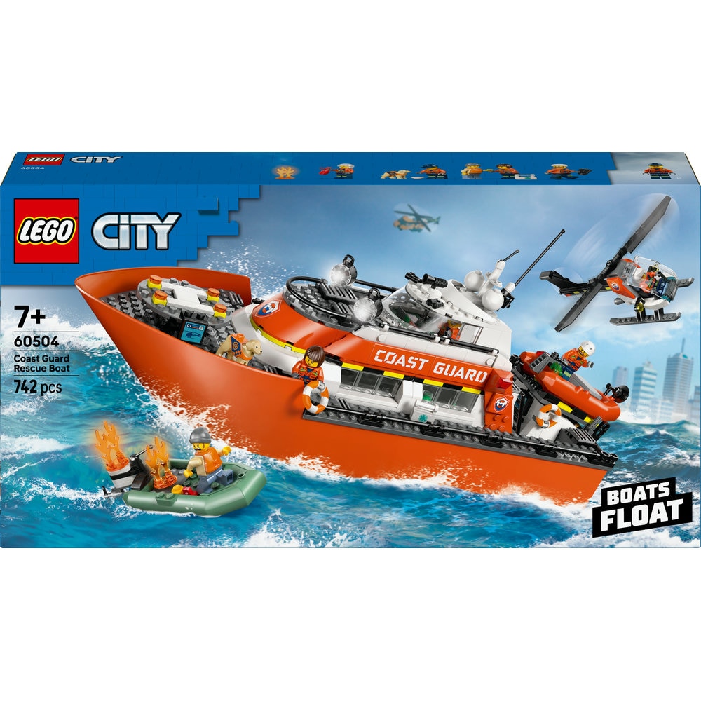 LEGO City: Barca de salvare si elicopter ale Pazei de Coasta 60504, 7 ani+, 742 piese