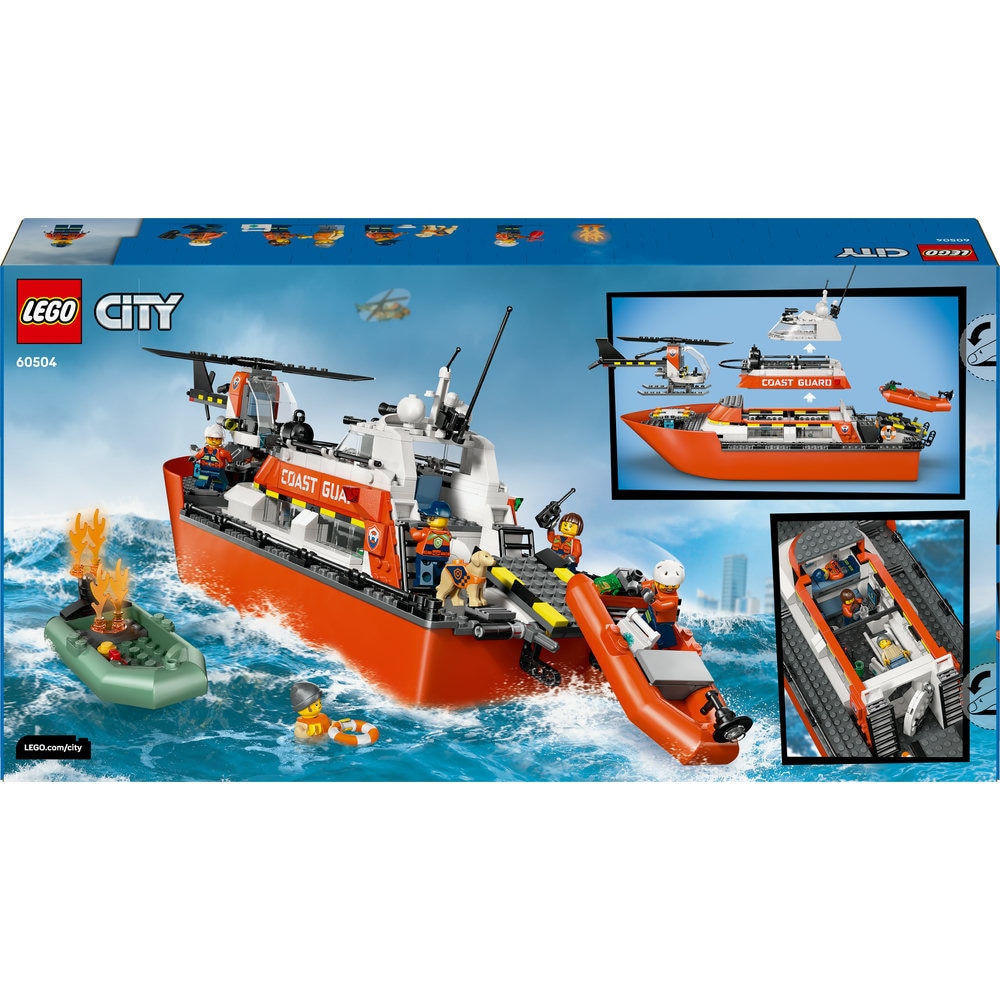 LEGO City: Barca de salvare si elicopter ale Pazei de Coasta 60504, 7 ani+, 742 piese