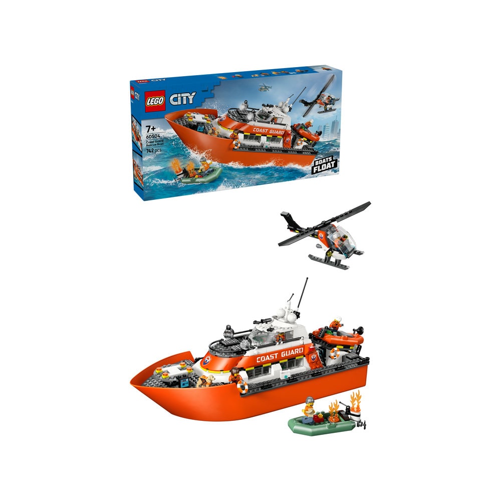 LEGO City: Barca de salvare si elicopter ale Pazei de Coasta 60504, 7 ani+, 742 piese
