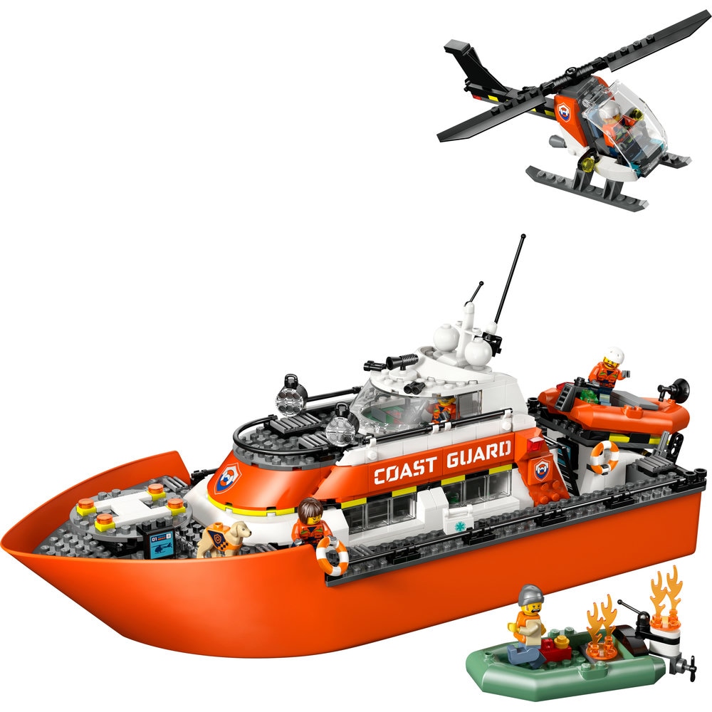 LEGO City: Barca de salvare si elicopter ale Pazei de Coasta 60504, 7 ani+, 742 piese