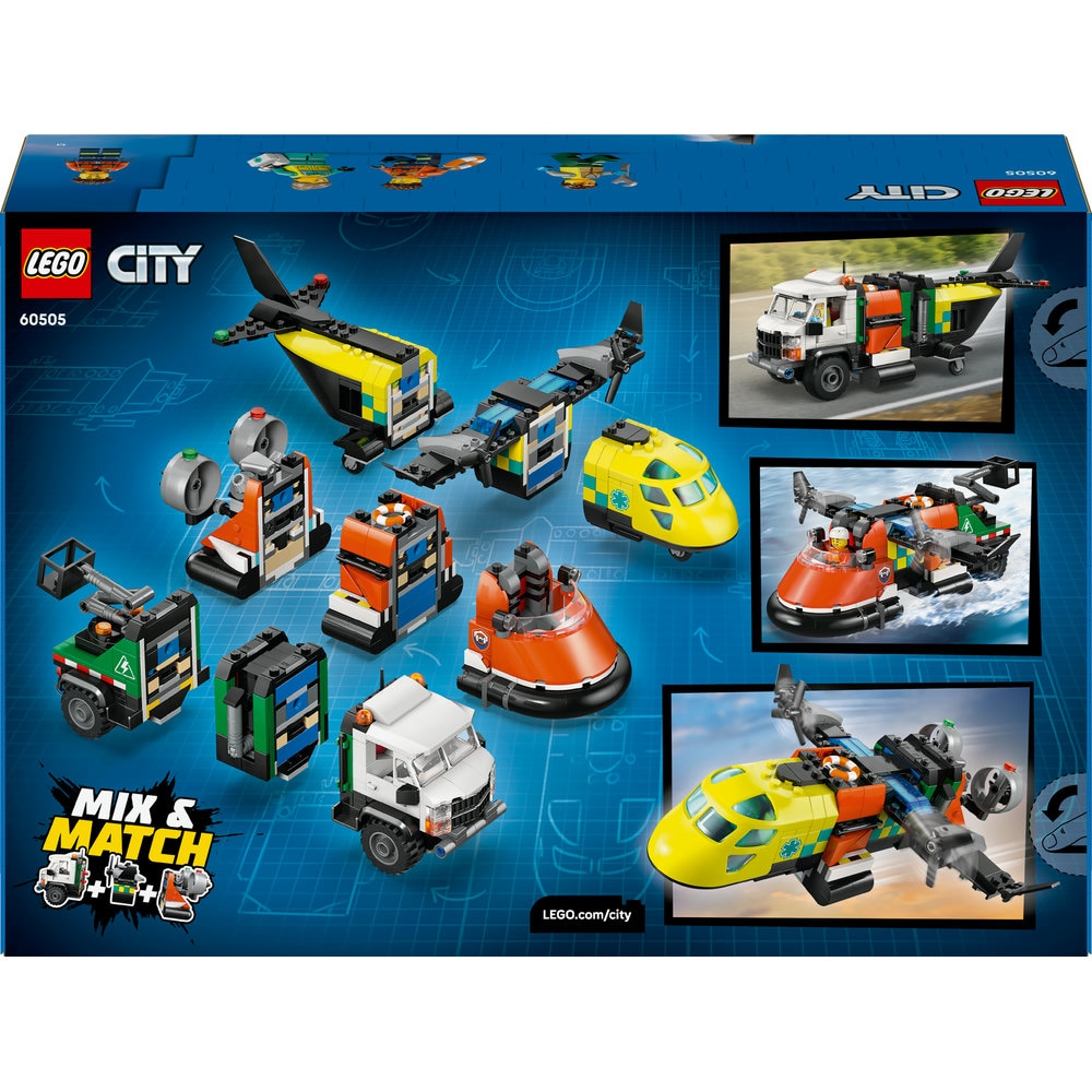 LEGO City: Avion - Autospeciala de service si aeroglisor in versiuni adaptate 60505, 7 ani+, 990 piese