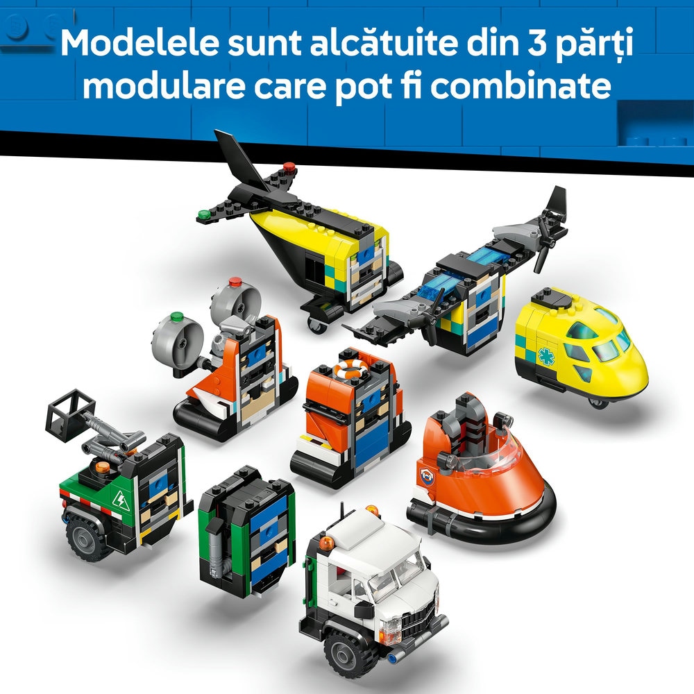 LEGO City: Avion - Autospeciala de service si aeroglisor in versiuni adaptate 60505, 7 ani+, 990 piese