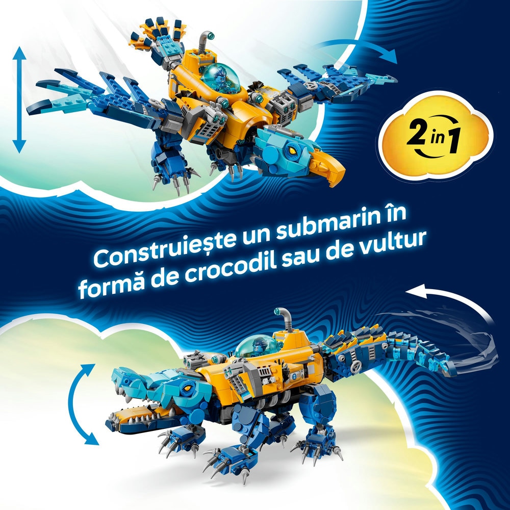 LEGO DREAMZzz: Submarin crocodil 71512, 8 ani+, 1107 piese