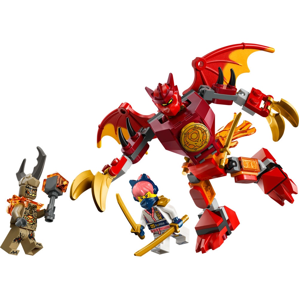 LEGO Ninjago: Pachet de lupta cu robotul dragon al lui Kai 71851, 6 ani+, 85 piese