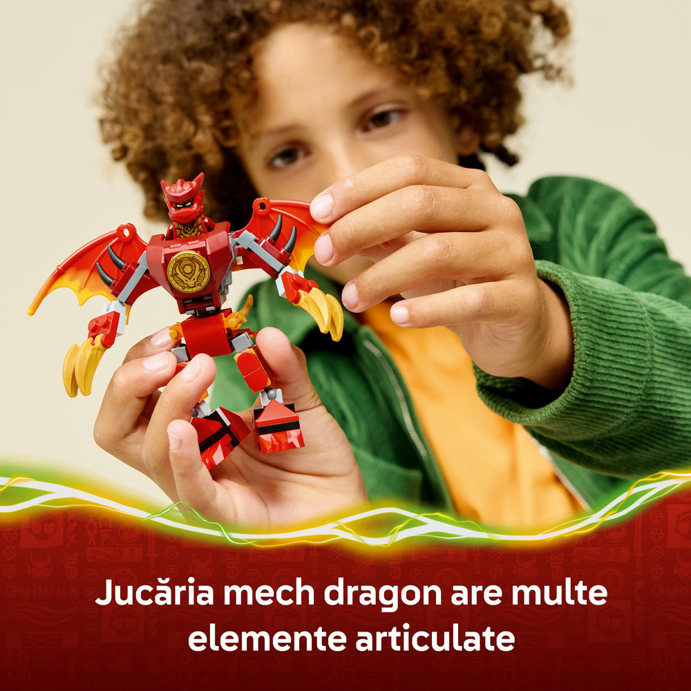LEGO Ninjago: Pachet de lupta cu robotul dragon al lui Kai 71851, 6 ani+, 85 piese