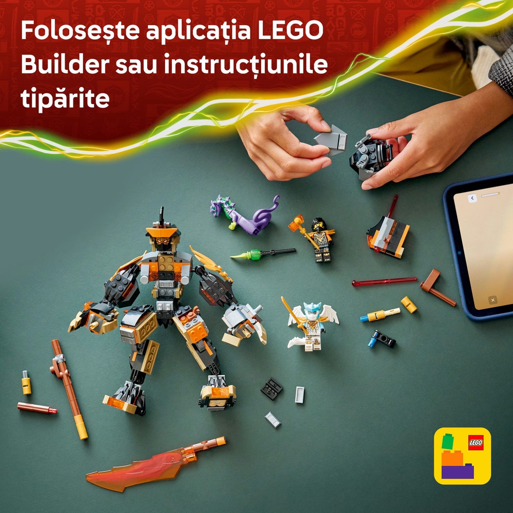 LEGO Ninjago: Robotul de misiune al lui Cole si dragonul Zane 71854, 7 ani+, 364 piese