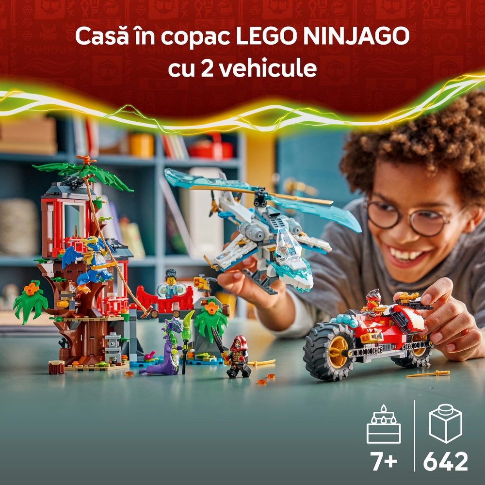 LEGO Ninjago: Lupta la casa din copac cu vehicule ninja 71857, 7 ani+, 642 piese