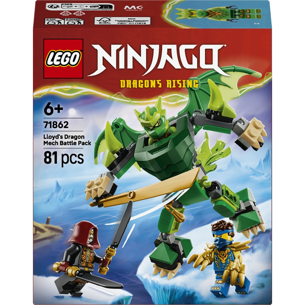 LEGO Ninjago: Pachet de lupta cu robotul dragon al lui Lloyd 71862, 6 ani+, 81 piese