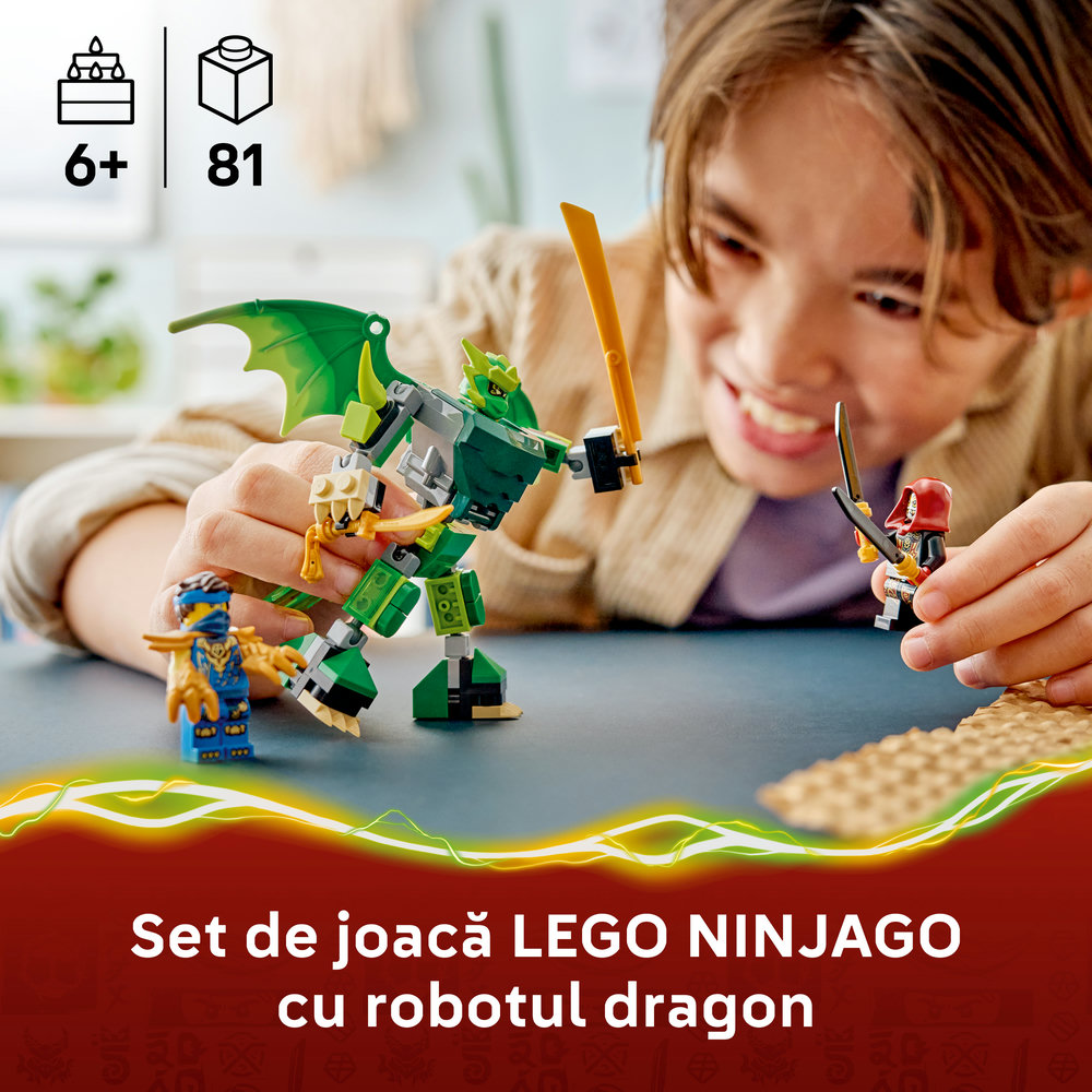 LEGO Ninjago: Pachet de lupta cu robotul dragon al lui Lloyd 71862, 6 ani+, 81 piese