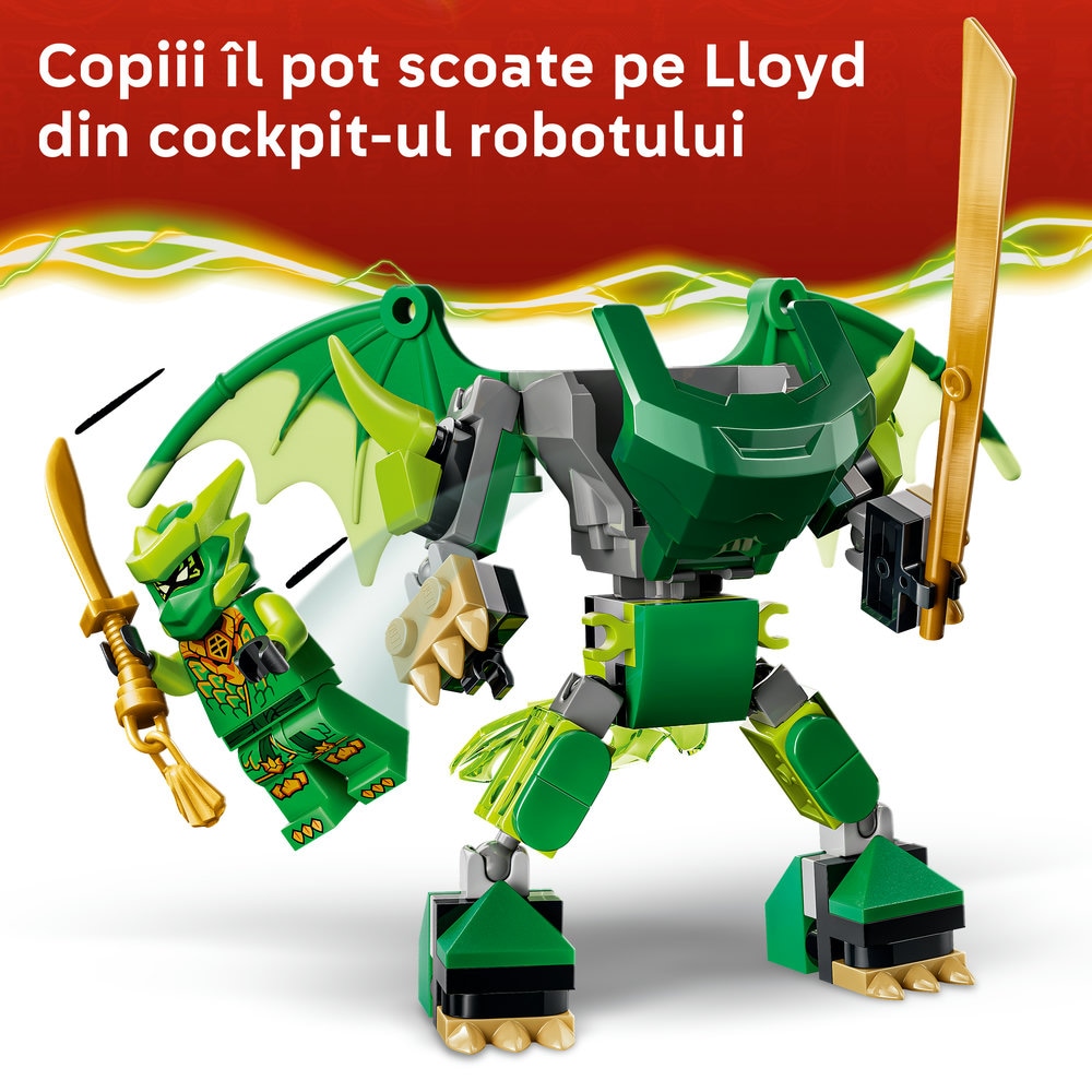 LEGO Ninjago: Pachet de lupta cu robotul dragon al lui Lloyd 71862, 6 ani+, 81 piese