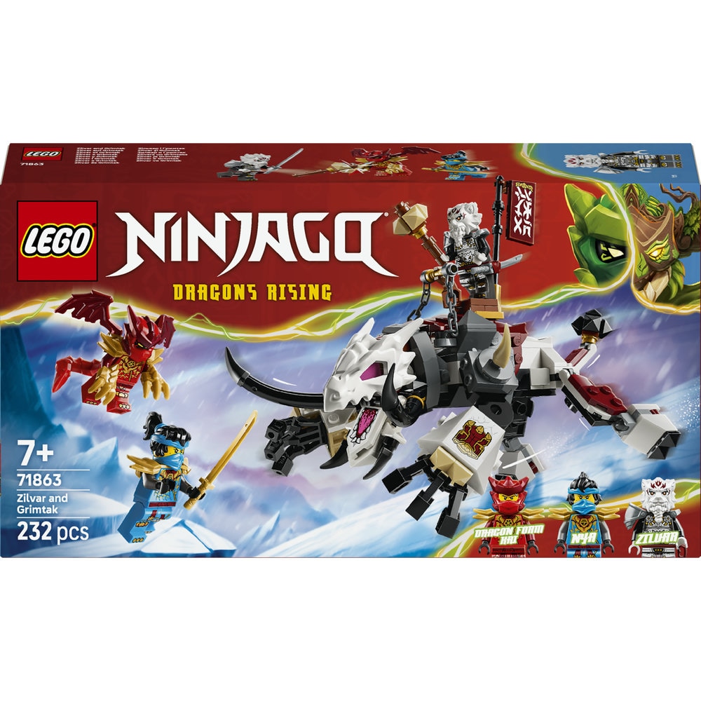 LEGO Ninjago: Zilvar si monstrul dragon Grimtak 71863, 7 ani+, 232 piese