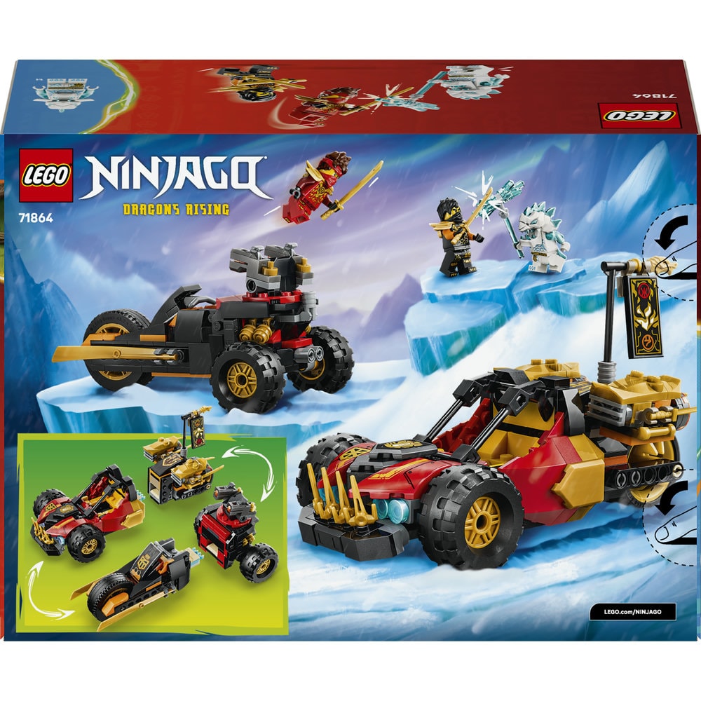 LEGO Ninjago: Vehiculele transformabile ale lui Kai si Cole 71864, 7 ani+, 394 piese