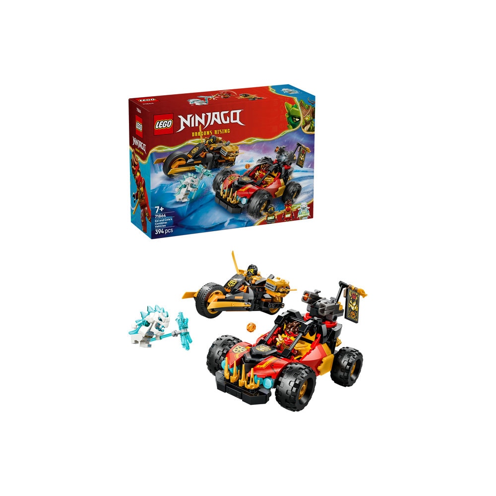 LEGO Ninjago: Vehiculele transformabile ale lui Kai si Cole 71864, 7 ani+, 394 piese