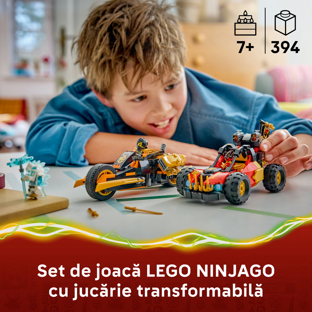 LEGO Ninjago: Vehiculele transformabile ale lui Kai si Cole 71864, 7 ani+, 394 piese