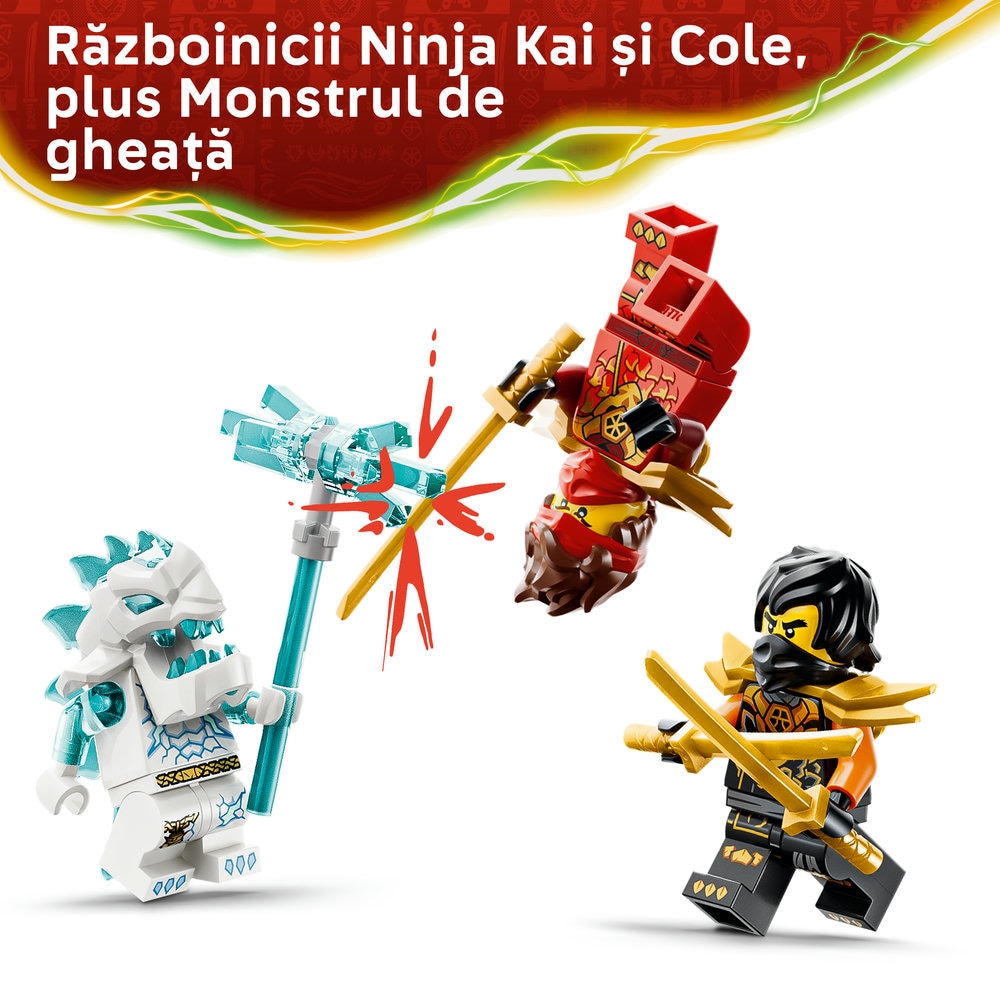 LEGO Ninjago: Vehiculele transformabile ale lui Kai si Cole 71864, 7 ani+, 394 piese