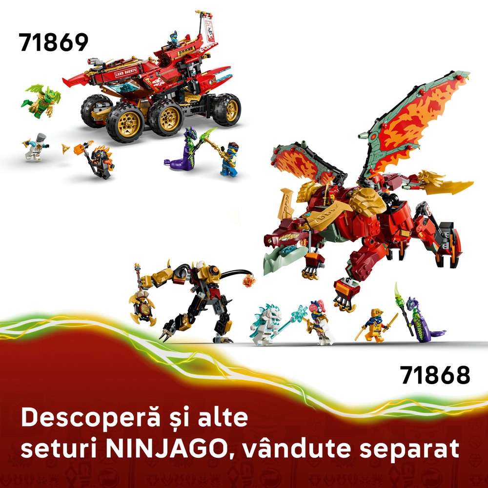 LEGO Ninjago: Robotul dragon transformator al lui Wyldfyre 71868, 9 ani+, 821 piese