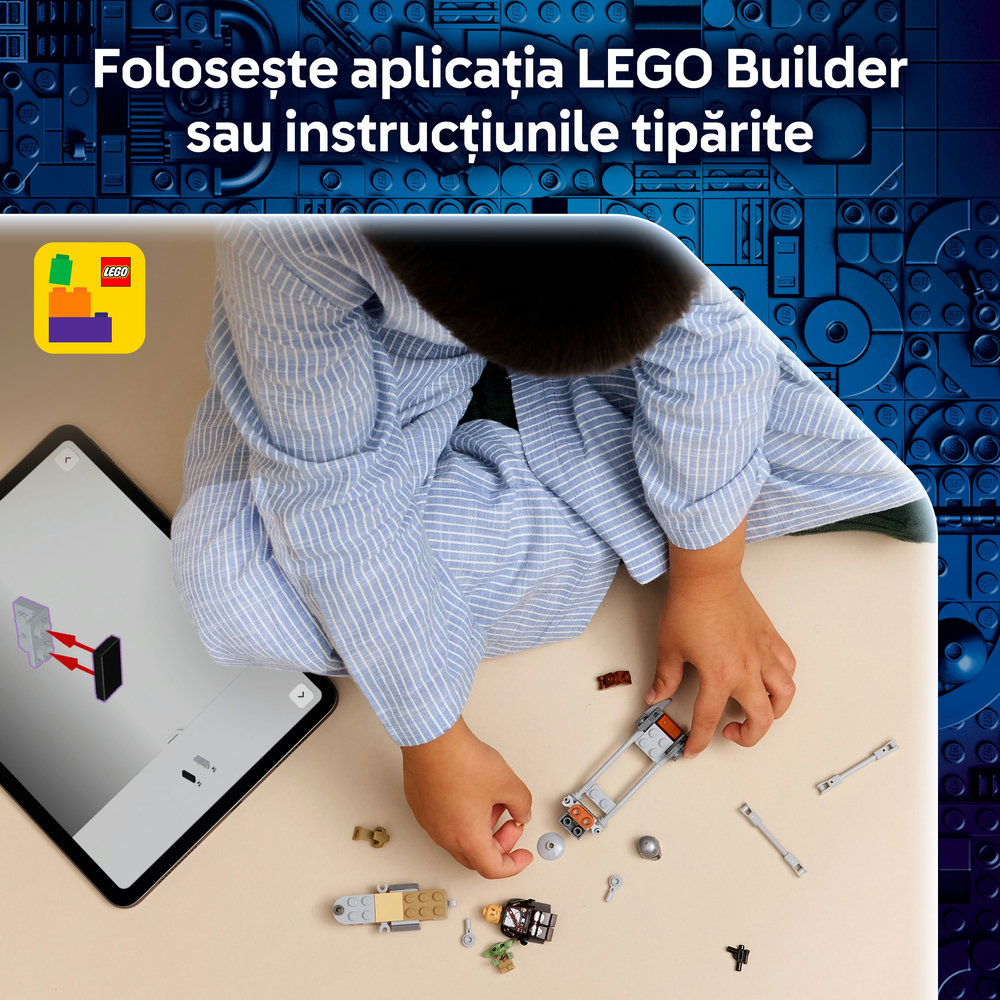 LEGO Star Wars: Motocicleta rapida a lui Mandalorian si Grogu 75436, 6 ani+, 58 piese