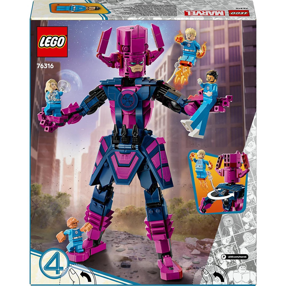 LEGO Marvel: Figurina de constructie - Cei patru fantastici vs. Galactus 76316, 9 ani+, 427 piese