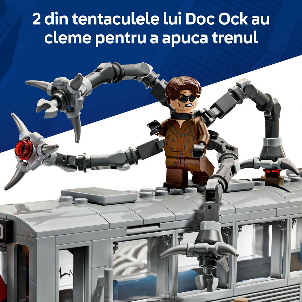 LEGO Marvel: Lupta de pe acoperisul trenului dintre Omul-Paianjen si Doc Ock 76321, 9 ani+, 393 piese