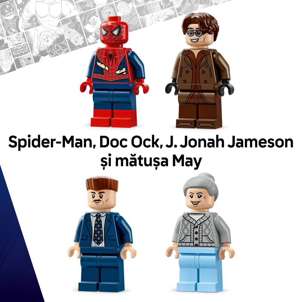 LEGO Marvel: Lupta de pe acoperisul trenului dintre Omul-Paianjen si Doc Ock 76321, 9 ani+, 393 piese