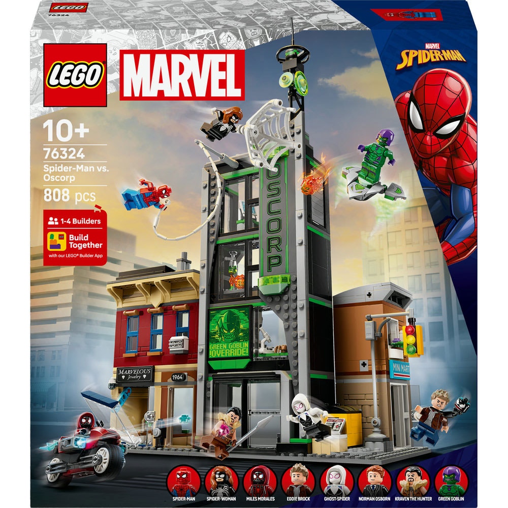LEGO Marvel: Omul-Paianjen vs Oscorp 76324, 10 ani+, 808 piese