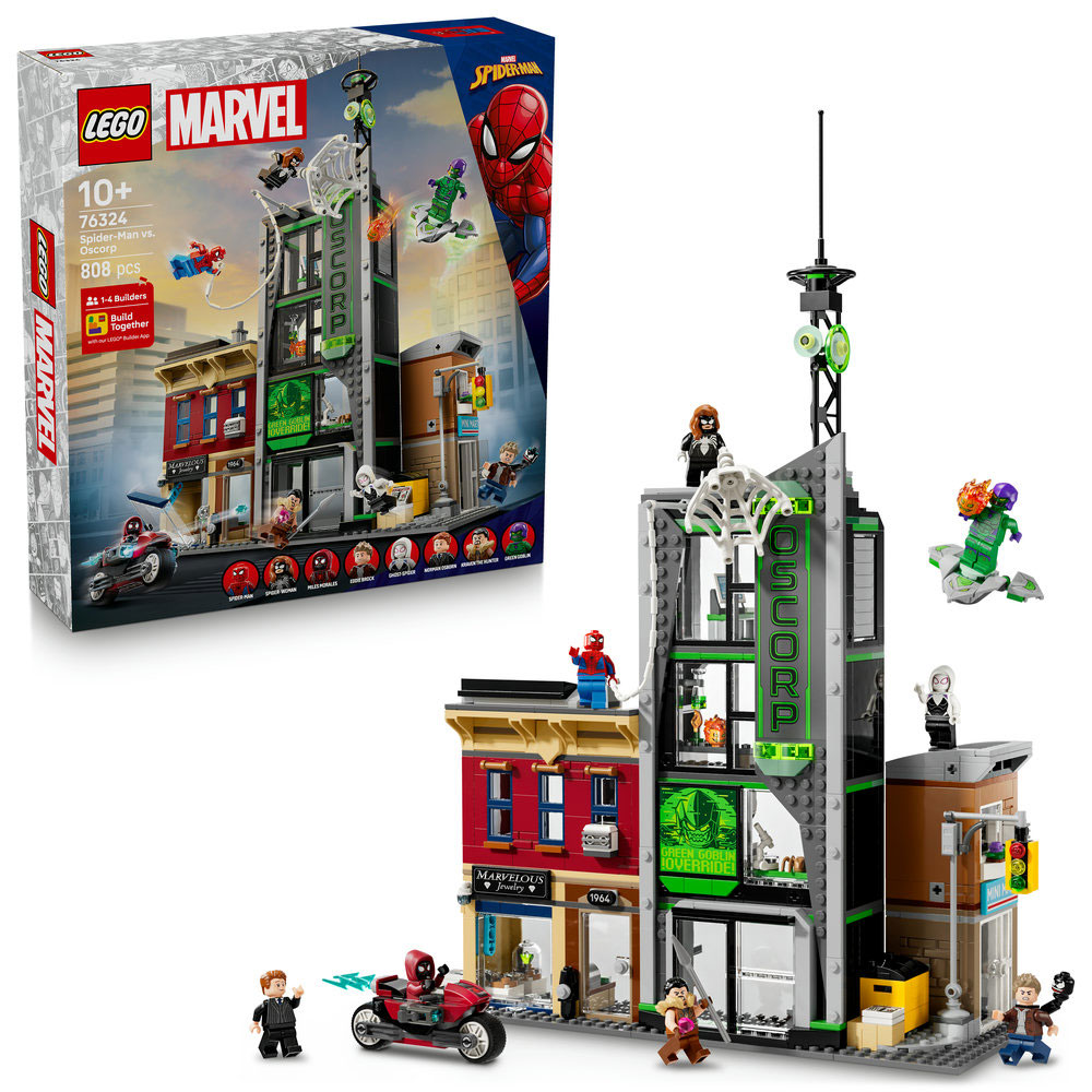 LEGO Marvel: Omul-Paianjen vs Oscorp 76324, 10 ani+, 808 piese
